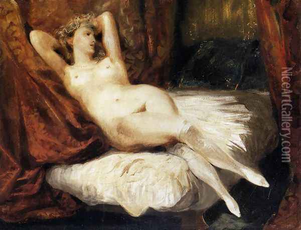 Female Nude Reclining on a Divan 1825-26 Oil Painting - Eugene Delacroix