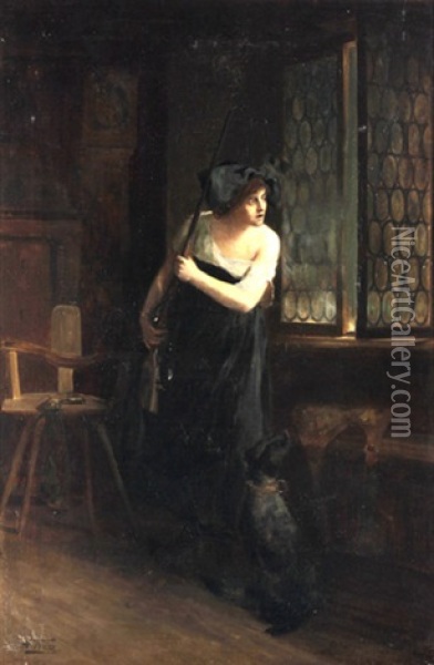 Frau Und Rauber Oil Painting - Adolphe Weisz