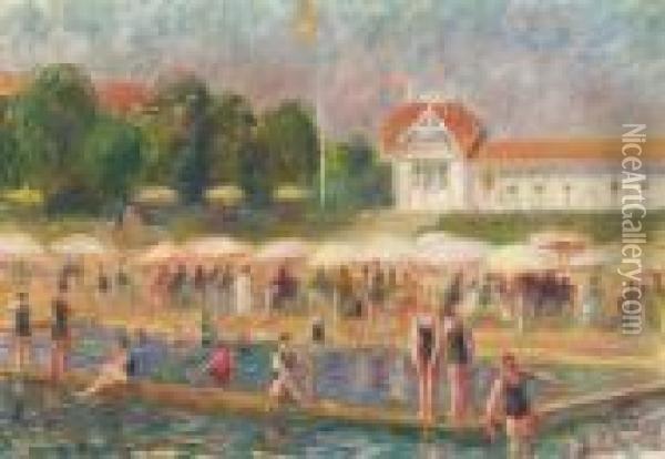 The Beach, Isle Adam Oil Painting - William Glackens