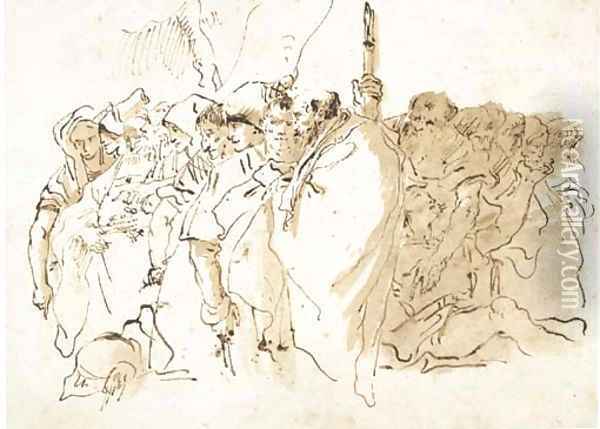 Study of a crowd Oil Painting - Giovanni Domenico Tiepolo