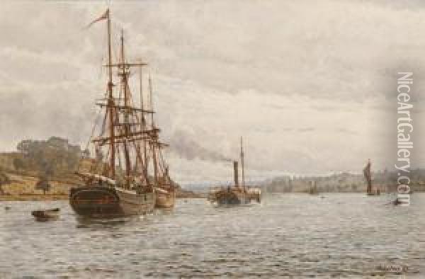 Port Of Ipswich High Water Oil Painting - Henry Robertson