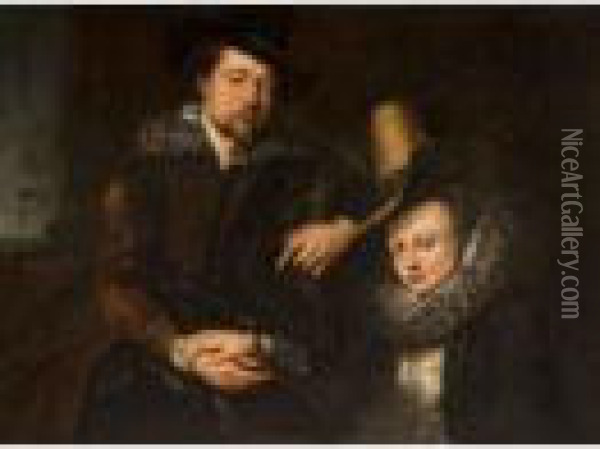 Autoritratto Del Pittore Con La Moglie Isabella Brant Oil Painting - Peter Paul Rubens