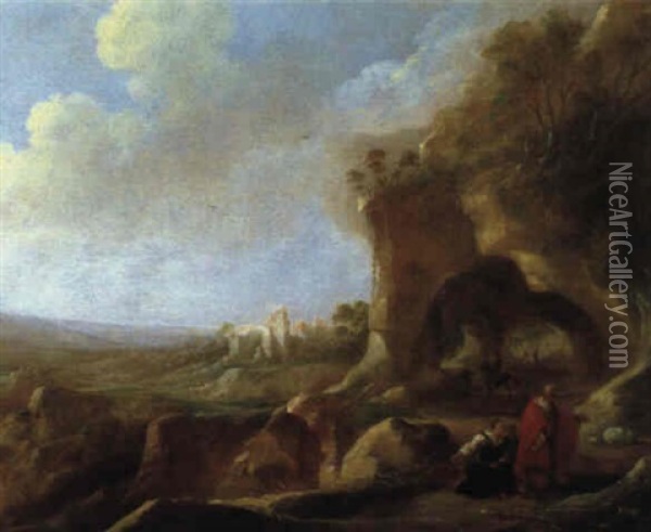 Sudliche Landschaft Mit Elias Und Der Witwe Von Sarepta Oil Painting - Bartholomeus Breenbergh