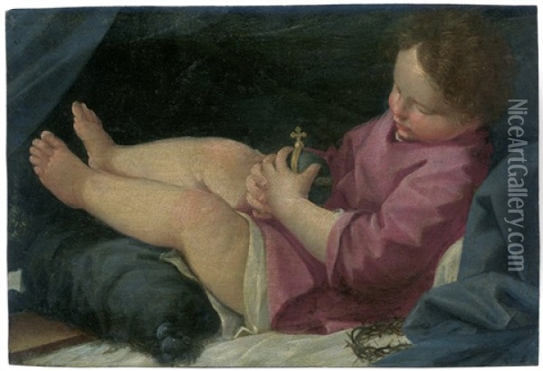 Der Schlafende Christusknabe Als Salvator Mundi Oil Painting - Donato Creti