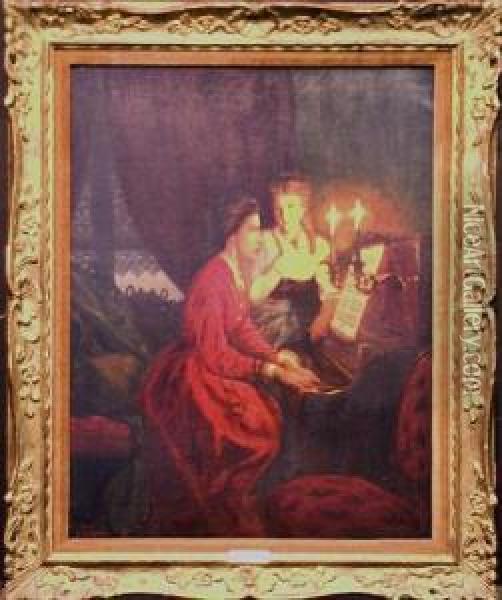 Music By Candlelight Oil Painting - Pieter-Willem Sebes