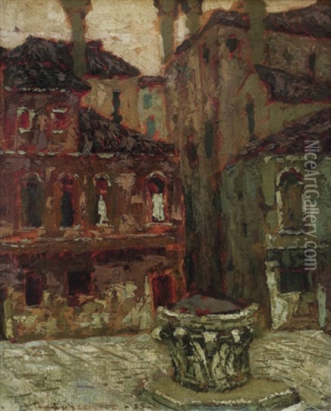 Santa Maddalena Square In Venice Oil Painting - Jan Bohuszewicz