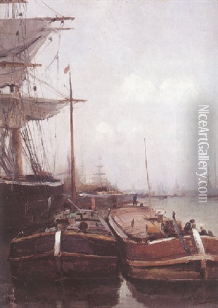Le Port D'anvers Oil Painting - Maurice Hagemans
