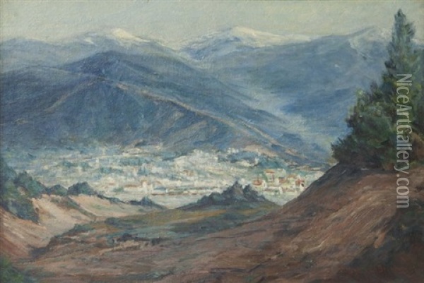 View Of Pasadena From The Foothills Oil Painting - Benjamin Chambers Brown
