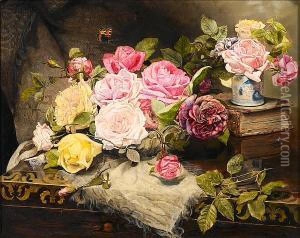 Roses From The Vicarage Oil Painting - Edward George Handel Lucas