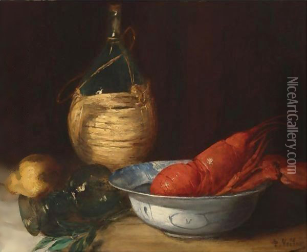 Still Life With Lobster Oil Painting - Antoine Vollon