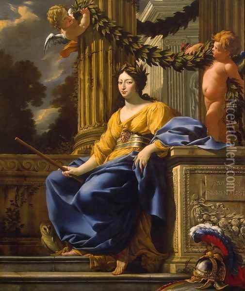 Allegorical Portrait of Anna of Austria as Minerva Oil Painting - Simon Vouet