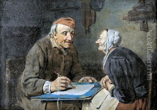 Lustvolles Modellsitzen Einer Bauerin Oil Painting - Ferdinand de Braekeleer the Elder