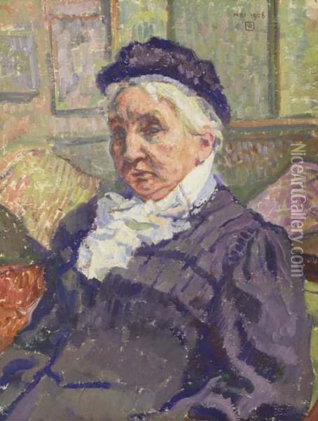 Portrait De Madame Monnom Oil Painting - Theo van Rysselberghe