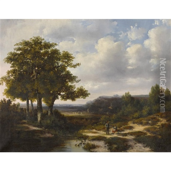 Landschaft Mit Rastendem Bauernpaar Oil Painting - Hermanus Jan Hendrik Rijkelijkhuysen