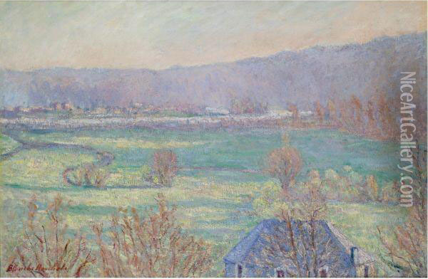 La Maison Bleue Aux Environs De Giverny Oil Painting - Blanche Hoschede-Monet
