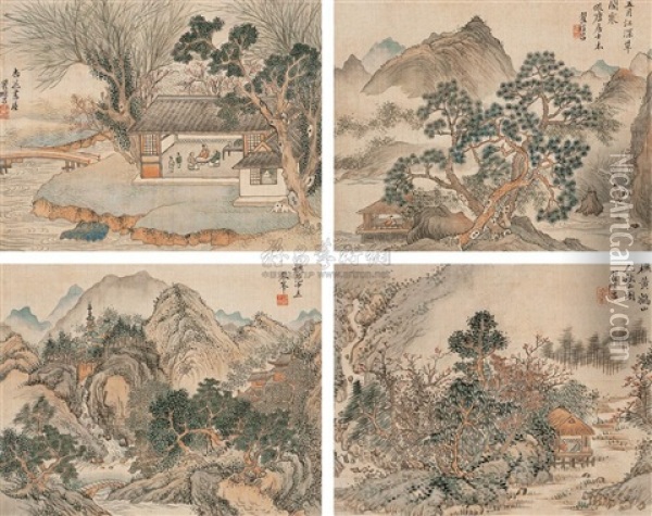 Landscape (after Ancient Masters)(4 Works) Oil Painting -  Zhai Jichang
