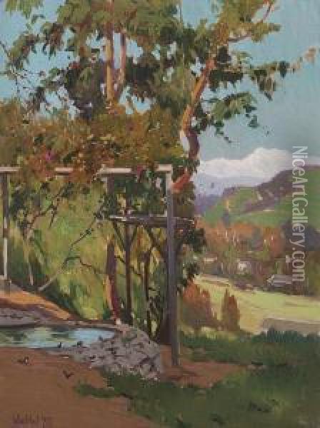 Their Garden, Sichel Street Oil Painting - Elmer Wachtel