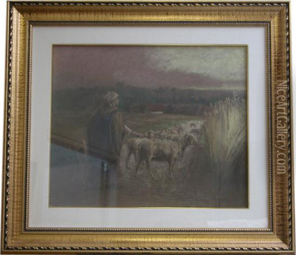 Le Retour Des Moutons Oil Painting - Georges Laugee