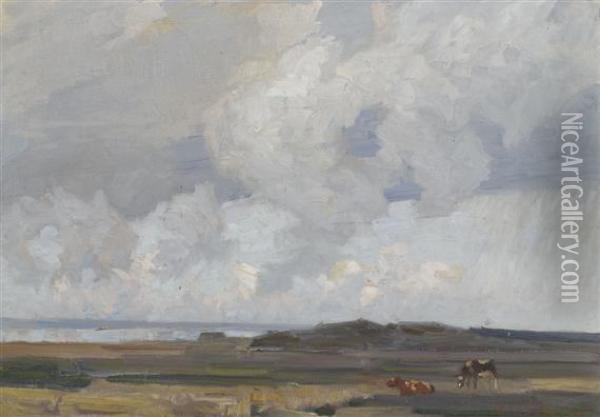 Landscape With Cows And Lake Oil Painting - Wilhelm Ludwig Lehmann