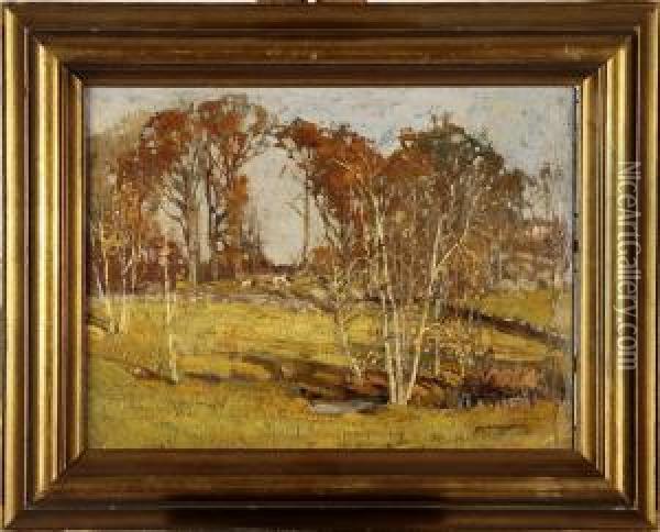 Autumn Landscapewith Birches Oil Painting - Frederick John Mulhaupt