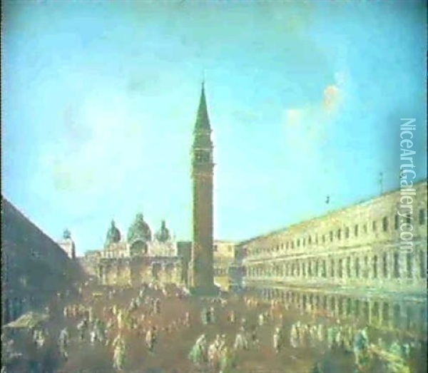Piazza San Marco Gegen Die Basilika Oil Painting - Giacomo Guardi