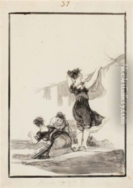 Hutiles Trabajos (travaux Utiles) Oil Painting - Francisco Goya