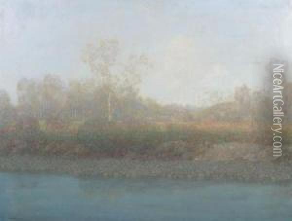 River Bank On Spring Day Oil Painting - Lawrence Mazzanovich