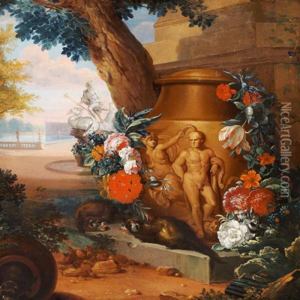 Palace Garden Oil Painting - Jan Weenix
