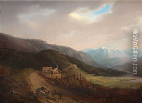 Norwegian Mountain Landscape Oil Painting - Gustaf Wilhelm Palm