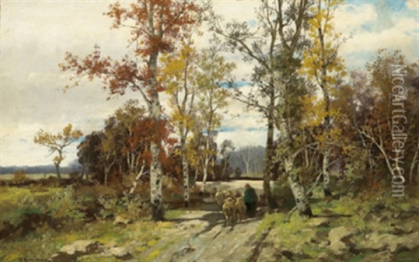 Herbstanfang In Der Auvergne Oil Painting - Adolf Kaufmann