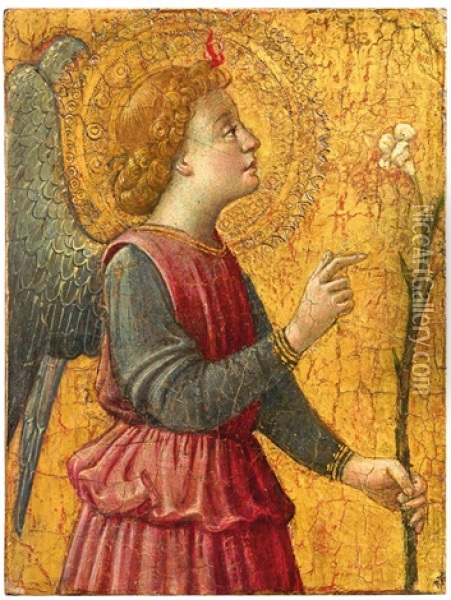 The Angel Of The Annunciation; And The Virgin Annunciate Oil Painting - Filippo Lippi