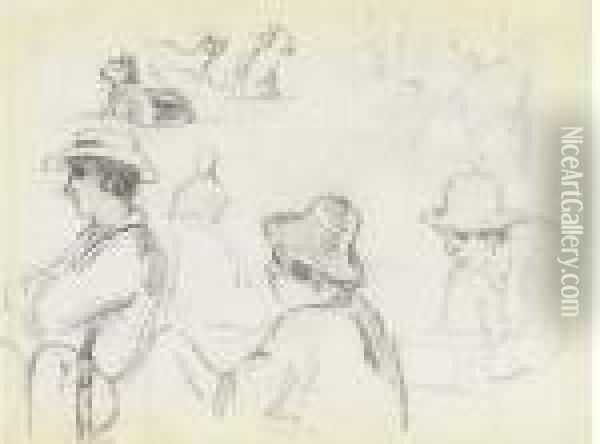 Three Men In Profile To The Left Oil Painting - Camille Pissarro