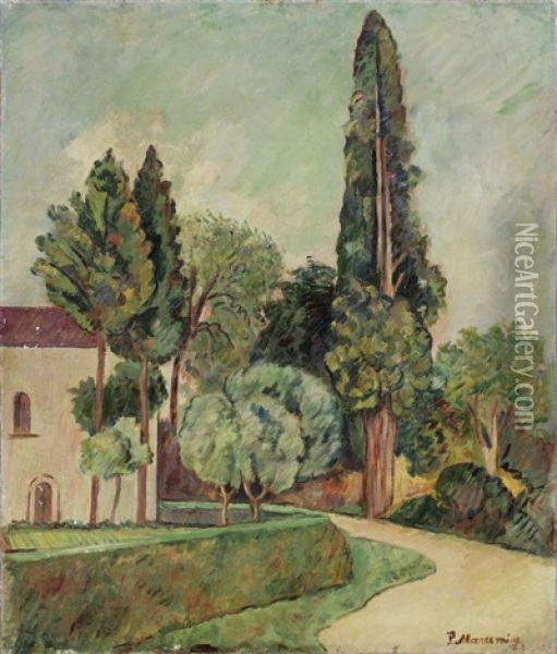 Paesaggio Con Casa E Alberi Oil Painting - Piero Marussig
