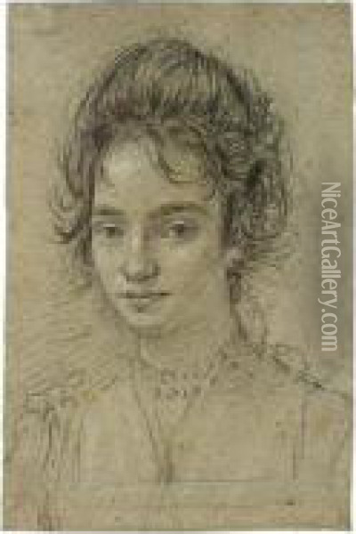 Portrait Of A Young Woman Oil Painting - Ottavio Leoni