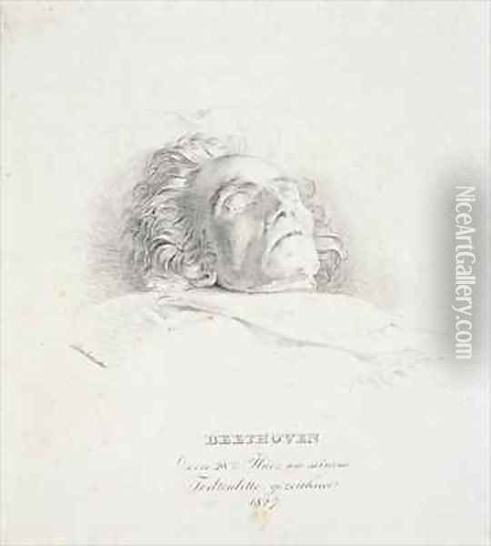 Ludwig van Beethoven 1770-1827 on his deathbed Oil Painting - Josef Franz Danhauser