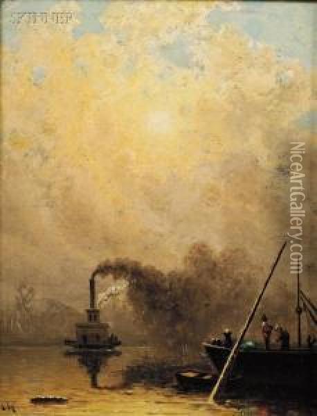 The Steamboat Oil Painting - William Lewis Marple