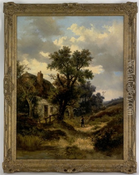 Landscape With A Figure And Cottage Oil Painting - Abraham Hulk the Younger