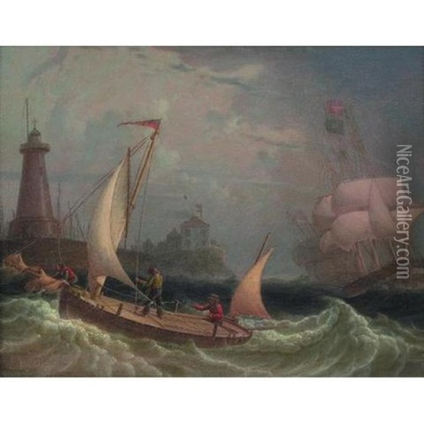Coming Into Port Oil Painting - Robert Salmon