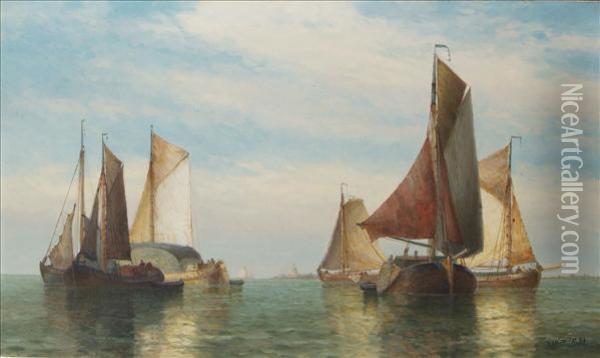 Vesselsoff The Dutch Coast Oil Painting - Frederick James Aldridge