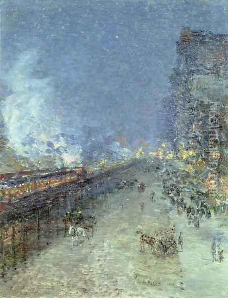 The El, New York, 1894 Oil Painting - Childe Hassam