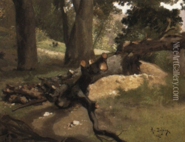 A Fallen Tree Oil Painting - Alexandre Defaux