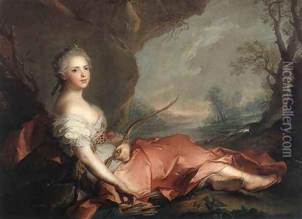 Marie Adelaide of France as Diana 1745 Oil Painting - Jean-Marc Nattier