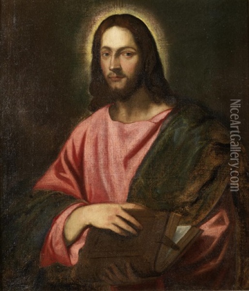 Christ As Salvator Mundi Oil Painting - Paris Bordone