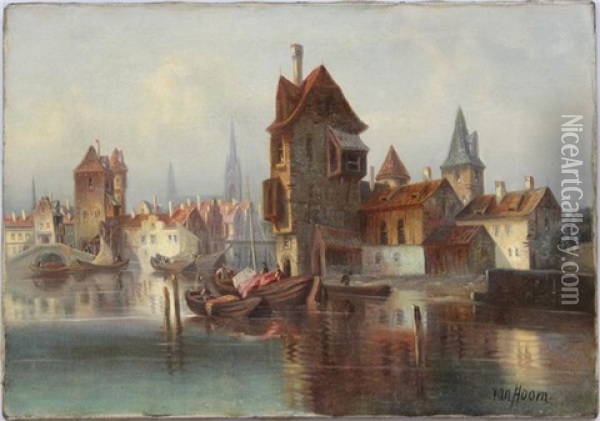 Hollandischer Hafen Oil Painting - Ludwig Hermann
