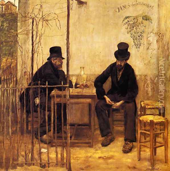 The Absinthe Drinkers Oil Painting - Jean-Francois Raffaelli