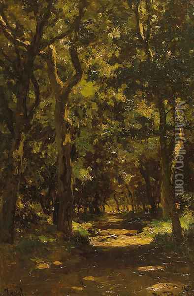 A wooded lane, Texel Oil Painting - Willem Roelofs