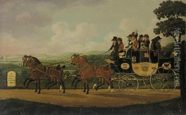 Messrs Clinch & Clark's London-portsmouth And Gosport Coach Oil Painting - John Cordrey