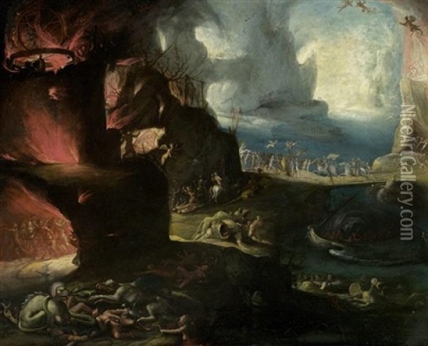 Hollenlandschaft Oil Painting - Hieronymus Bosch