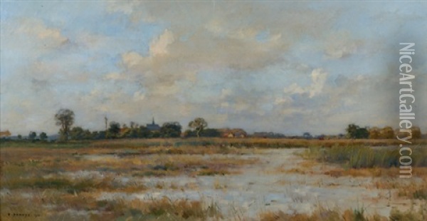 Landschaft In Der Picardie Oil Painting - Pierre Emmanuel Eugene Damoye