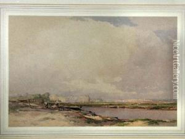 On The Sussex Coast Oil Painting - Charles Harrington